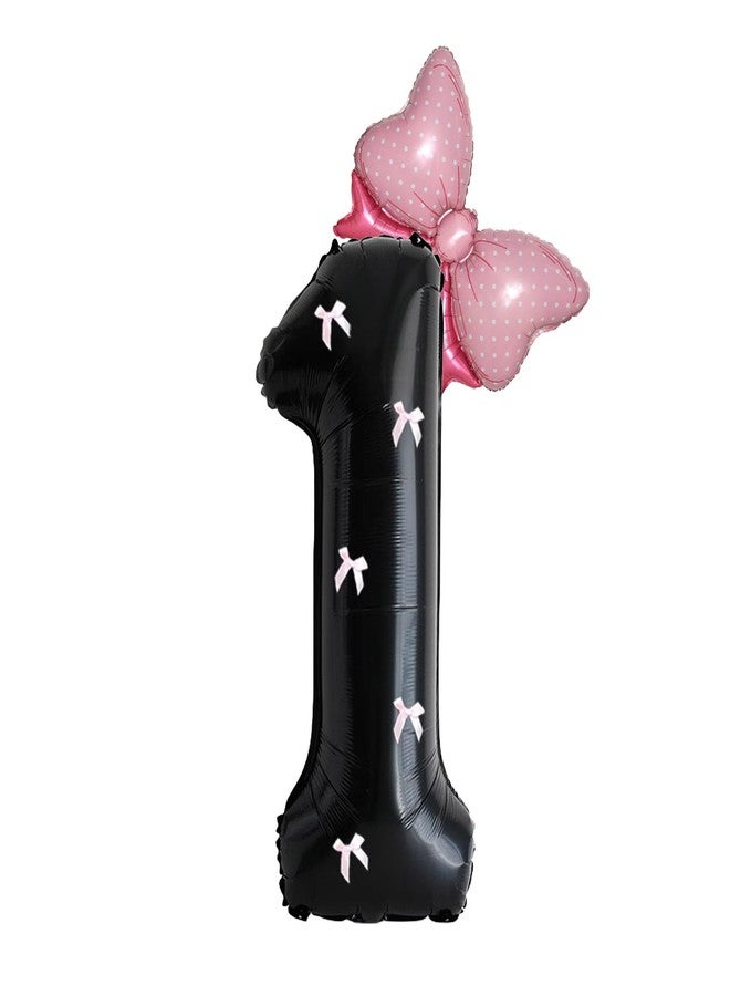 PLAP Birthday Number Balloon Bow Black Party Supplies 32 "Birthday Number Decoration (Black pink number 1) - Image 1